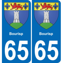 65 Bourisp autocollant sticker plaque immatriculation auto ville