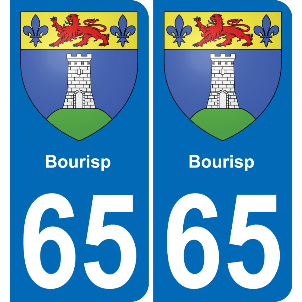 65 Bourisp autocollant sticker plaque immatriculation auto ville