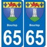 65 Bourisp placa etiqueta de registro de la ciudad