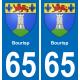65 Bourisp autocollant sticker plaque immatriculation auto ville