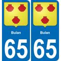 65 Bulan autocollant sticker plaque immatriculation auto ville