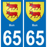 65 Bun sticker plate registration city