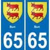 65 Bun autocollant sticker plaque immatriculation auto ville