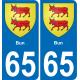 65 Bun autocollant sticker plaque immatriculation auto ville