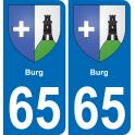 65 Burg autocollant sticker plaque immatriculation auto ville