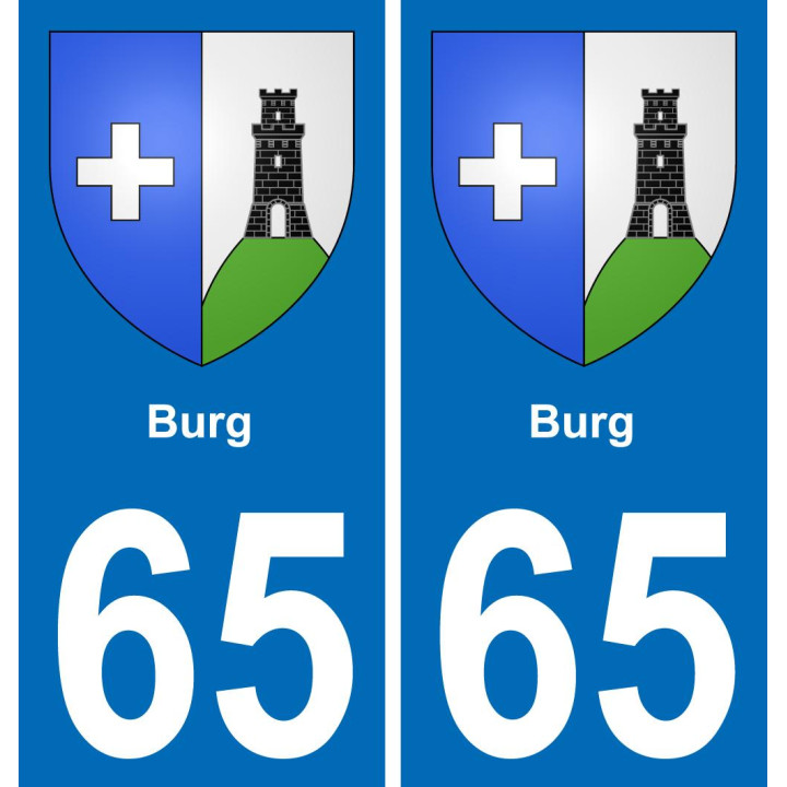 65 Burg placa etiqueta de registro de la ciudad