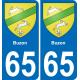 65 Buzon autocollant sticker plaque immatriculation auto ville