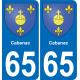 65 Cabanac autocollant sticker plaque immatriculation auto ville