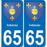 65 Cabanac autocollant sticker plaque immatriculation auto ville