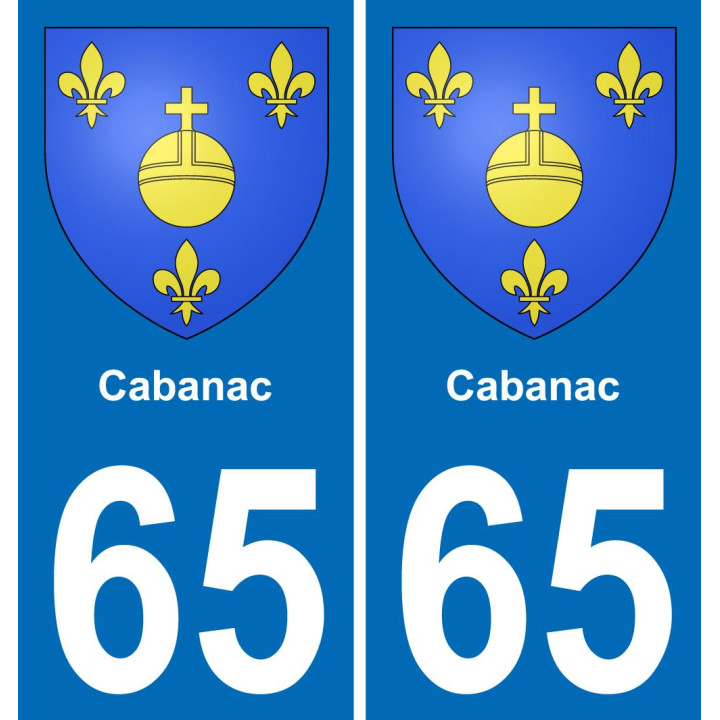 65 Cabanac autocollant sticker plaque immatriculation auto ville