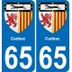 65 Cadéac sticker plate registration city