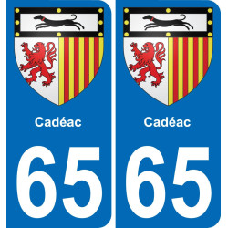 65 Cadéac placa etiqueta de registro de la ciudad