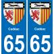 65 Cadéac placa etiqueta de registro de la ciudad