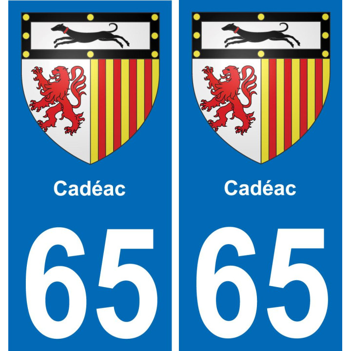 65 Cadéac sticker plate registration city