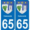 65 Calavanté autocollant sticker plaque immatriculation auto ville