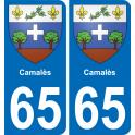 65 Camalès placa etiqueta de registro de la ciudad