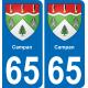 65 Campan autocollant sticker plaque immatriculation auto ville