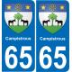 65 Campistrous autocollant sticker plaque immatriculation auto ville