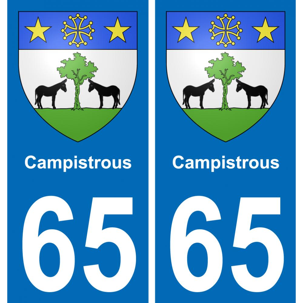 65 Campistrous autocollant sticker plaque immatriculation auto ville