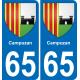 65 Campuzan autocollant sticker plaque immatriculation auto ville