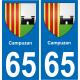 65 Campuzan autocollant sticker plaque immatriculation auto ville