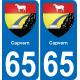 65 Capvern placa etiqueta de registro de la ciudad