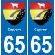 65 Capvern autocollant sticker plaque immatriculation auto ville