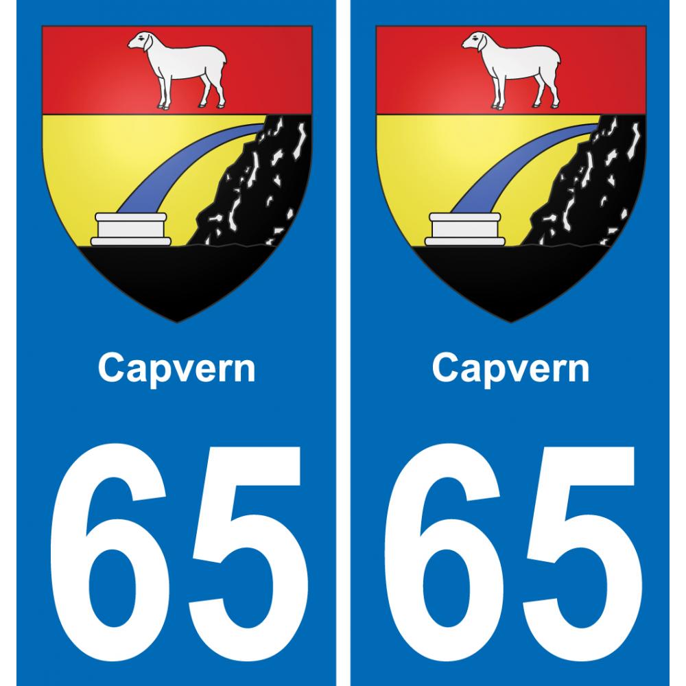 65 Capvern autocollant sticker plaque immatriculation auto ville