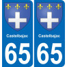 65 Castelbajac autocollant sticker plaque immatriculation auto ville