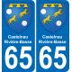 65 Castelnau-Rivière-Basse adesivo piastra di registrazione city