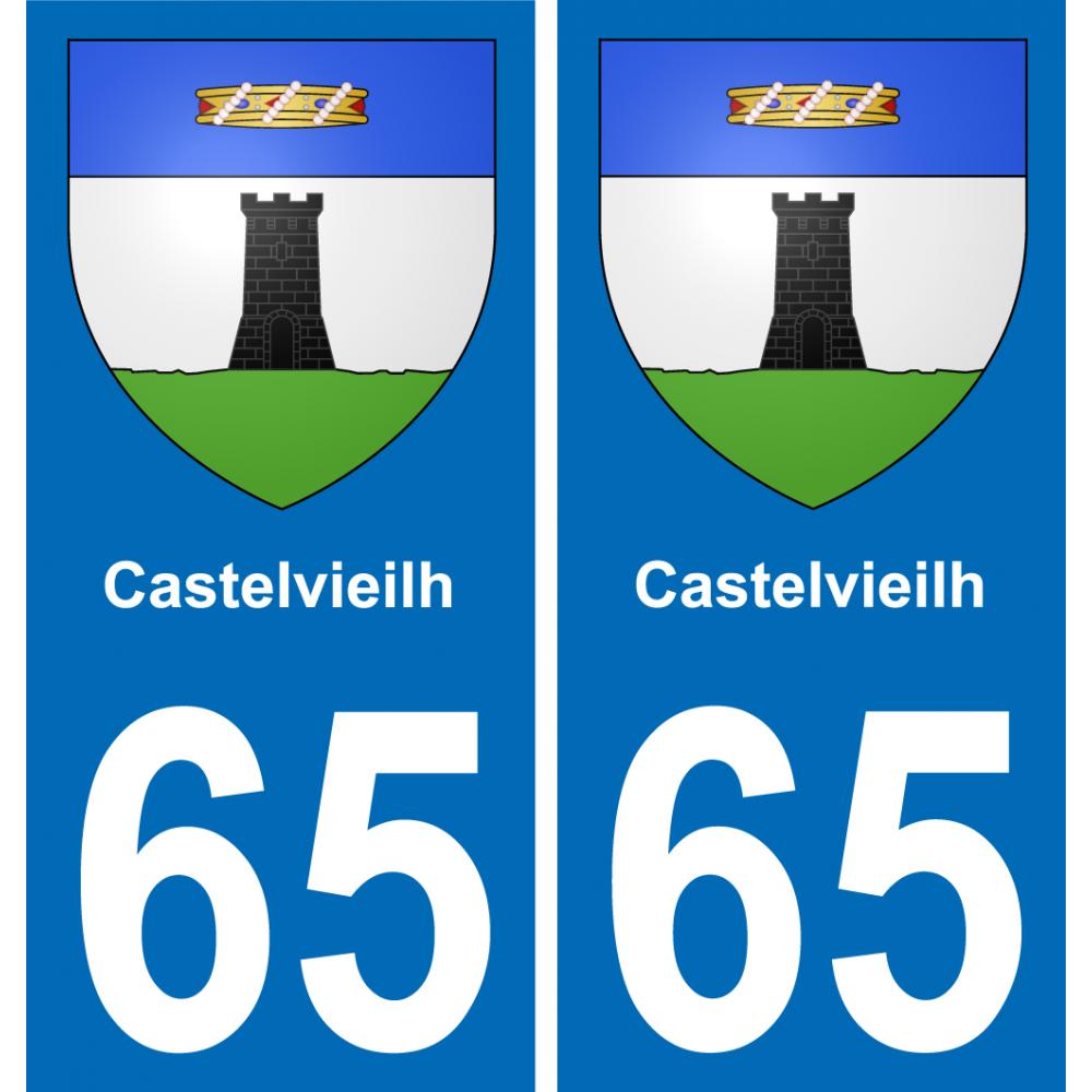 65 Castelvieilh placa etiqueta de registro de la ciudad