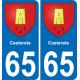 65 Casterets autocollant sticker plaque immatriculation auto ville
