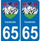65 Cauterets autocollant sticker plaque immatriculation auto ville