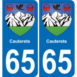 65 Cauterets placa etiqueta de registro de la ciudad