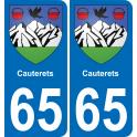 65 Cauterets autocollant sticker plaque immatriculation auto ville