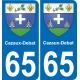 65 Cazaux-Debat autocollant sticker plaque immatriculation auto ville