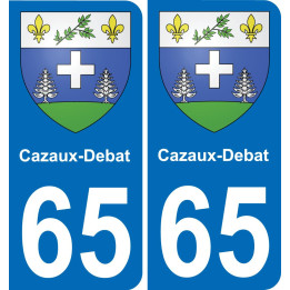 65 Cazaux-Debat sticker plate registration city