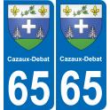 65 Cazaux-Debat autocollant sticker plaque immatriculation auto ville