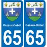 65 Cazaux-Debat autocollant sticker plaque immatriculation auto ville