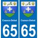 65 Cazaux-Debat autocollant sticker plaque immatriculation auto ville