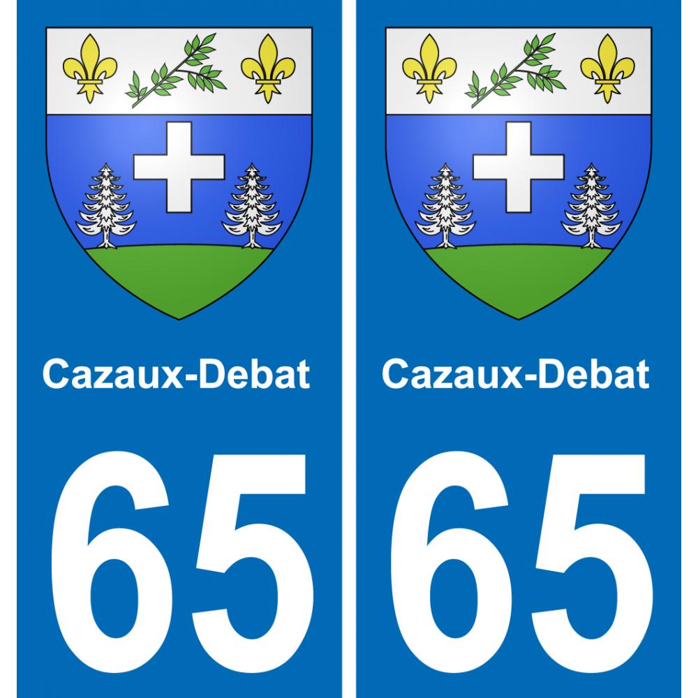65 Cazaux-Debat autocollant sticker plaque immatriculation auto ville