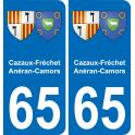 65 Cazaux-Fréchet-Anéran-Camors autocollant sticker plaque immatriculation auto ville