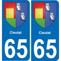 65 Cieutat autocollant sticker plaque immatriculation auto ville