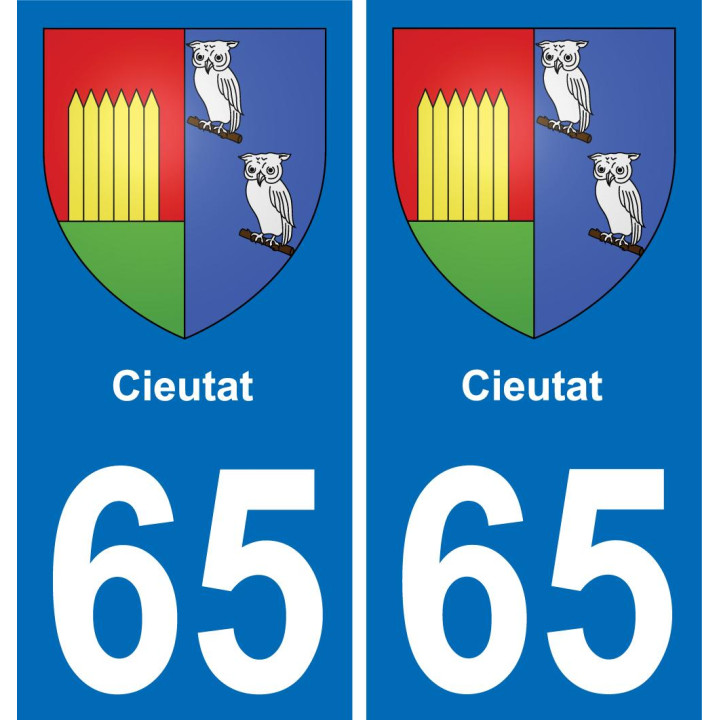 65 Cieutat autocollant sticker plaque immatriculation auto ville