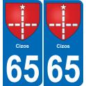 65 Cizos autocollant sticker plaque immatriculation auto ville