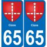 65 Cizos autocollant sticker plaque immatriculation auto ville