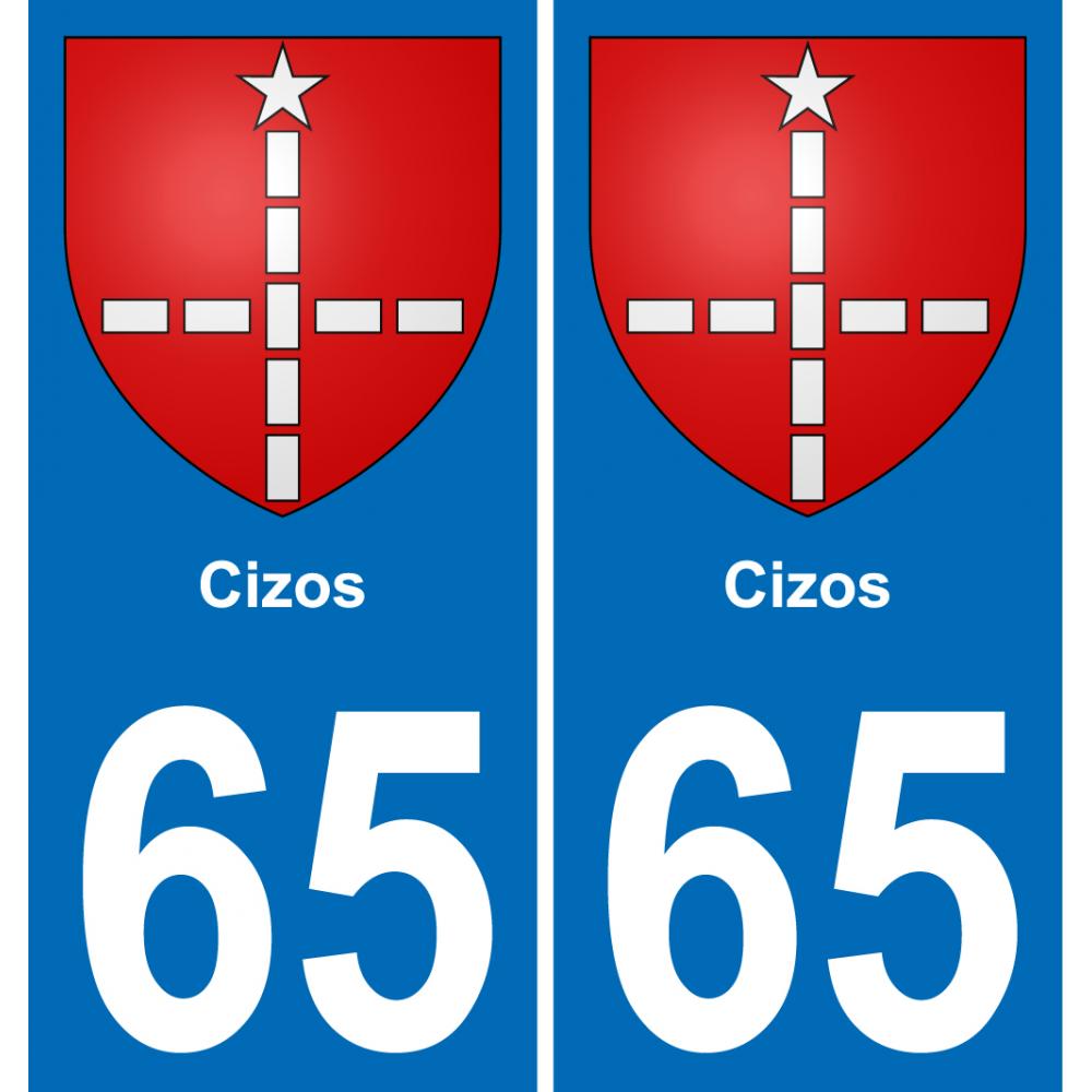 65 Cizos autocollant sticker plaque immatriculation auto ville