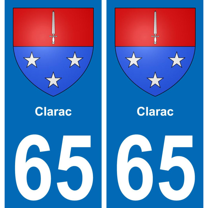 65 Clarac autocollant sticker plaque immatriculation auto ville