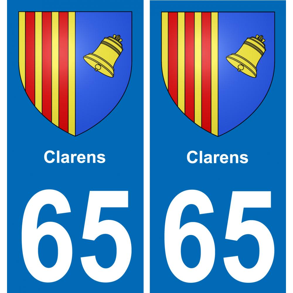 65 Clarens sticker plate registration city