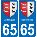65 Collongues sticker plate registration city